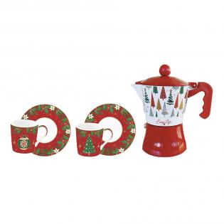 Jingle Bells Zestaw do kawy 2 filiżanki espresso 100ml i kawiarka