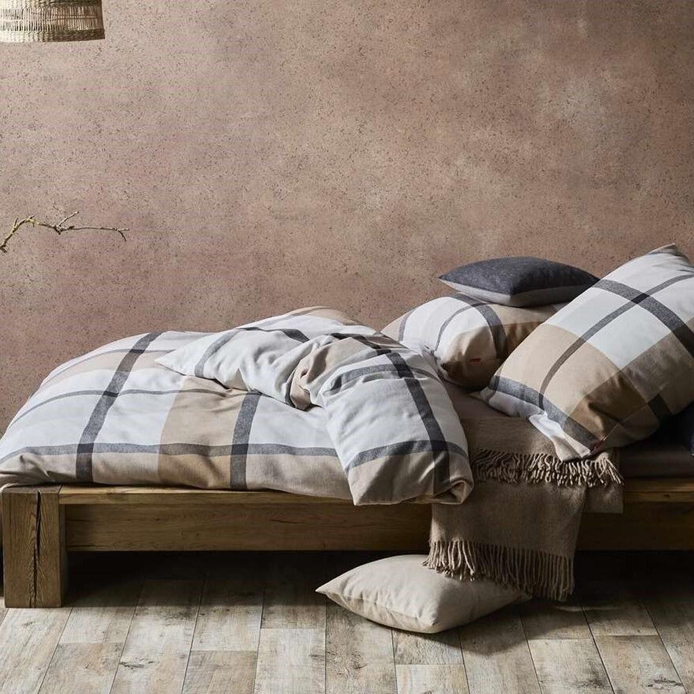 Pościel Flueresse Lech 604466/07 flanela kratka beżowa kremowa