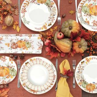 Easy Life Harvest Patera porcelanowa prostokątna jesienna Dynie pomarańczowe