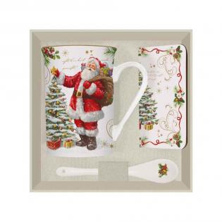 Easy Life Magic Christmas Kubek świąteczny święty Mikołaj 250ml z łyżeczką i podkładką