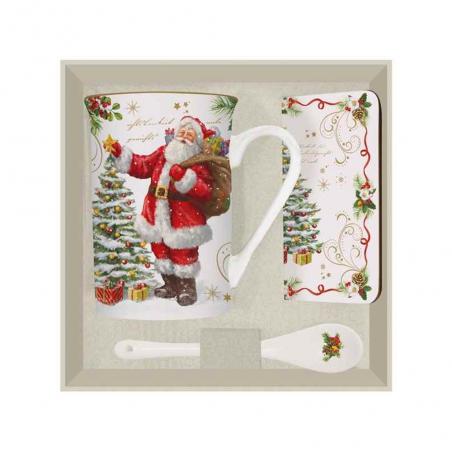 Easy Life Magic Christmas Kubek świąteczny święty Mikołaj 250ml z łyżeczką i podkładką