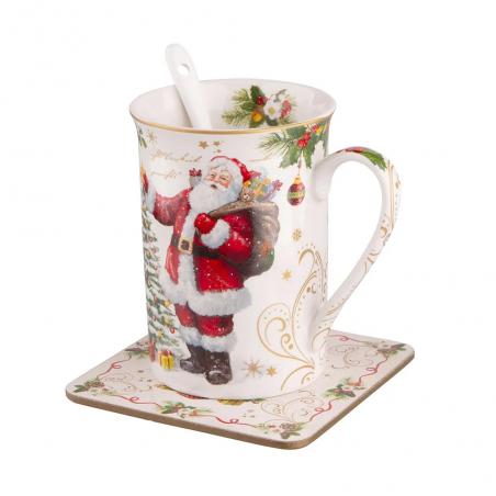 Easy Life Magic Christmas Kubek świąteczny święty Mikołaj 250ml z łyżeczką i podkładką