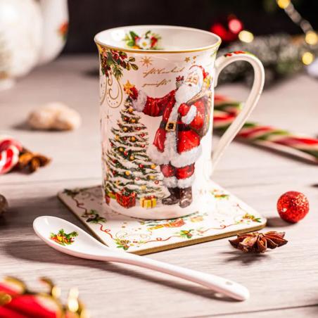 Easy Life Magic Christmas Kubek świąteczny święty Mikołaj 250ml z łyżeczką i podkładką