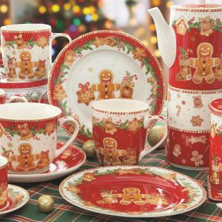 Easy Life Fancy Gingerbread Patera świąteczna gwiazdka 22cm piernikowy ludzik czerwony