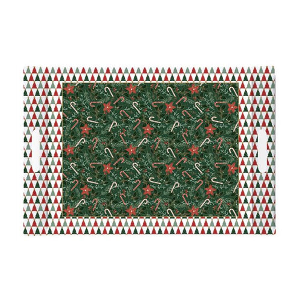 Easy Life Fancy Christmas Taca świąteczna z uchwytami z melaminy 49x34cm choinki laski cukrowe