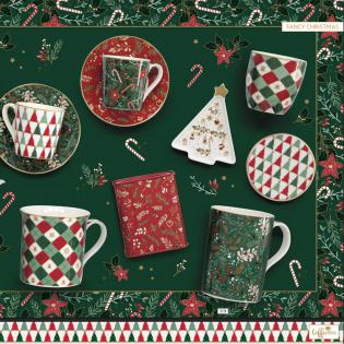 Fancy Christmas Zestaw 2 kubki świąteczne 300ml choinki czerwone zielone