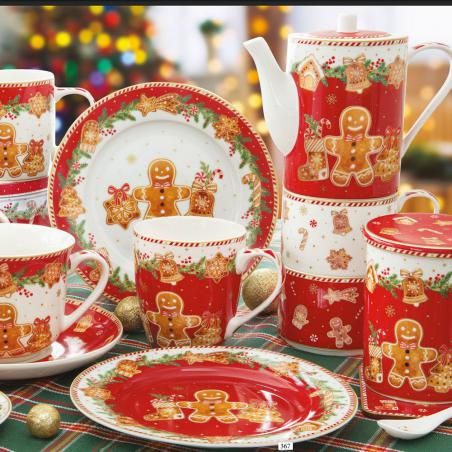 Easy Life Fancy Gingerbread Tea for One świąteczny zestaw dzbanek 500ml i 2 filiżanki piernikowy ludzik