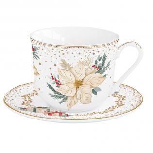 Easy Life White Elegance Zestaw filiżanka 370ml ze spodkiem Gwiazda Betlejemska biała