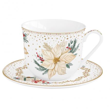 Easy Life White Elegance Zestaw filiżanka 370ml ze spodkiem Gwiazda Betlejemska biała