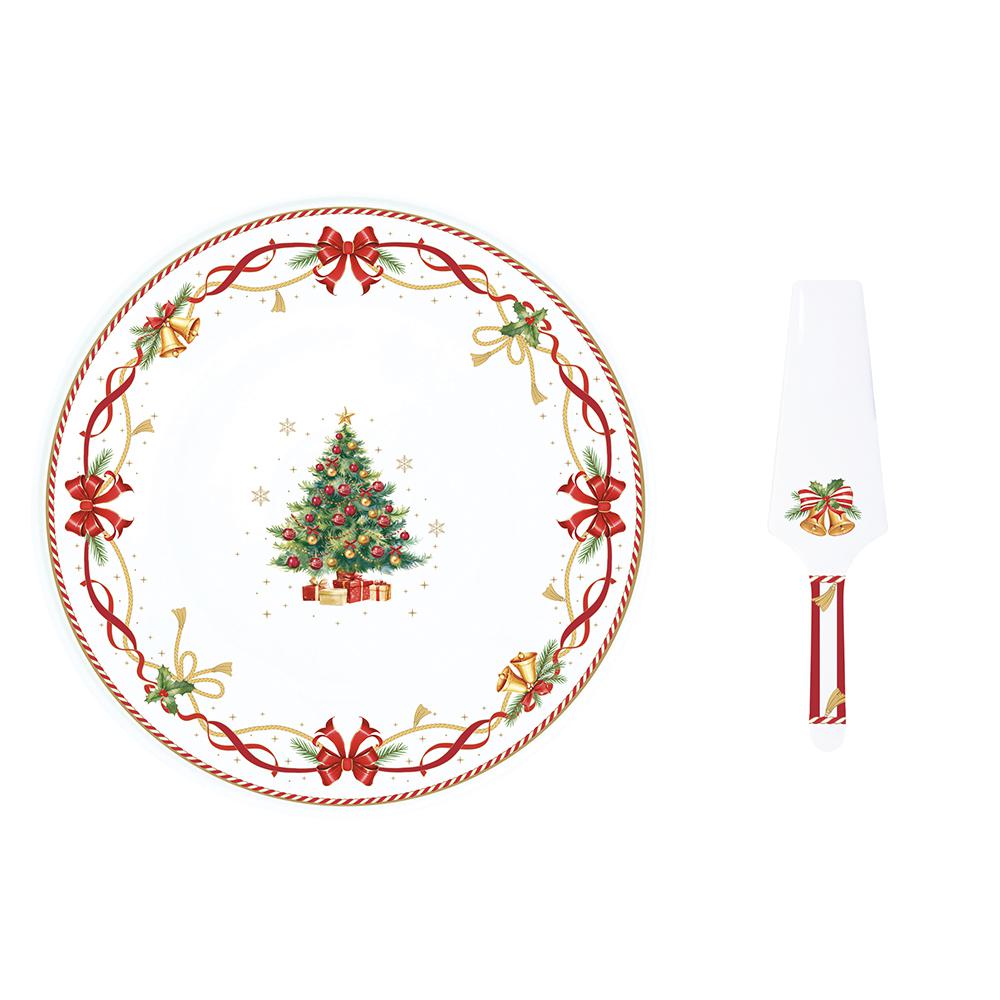 Easy Life Christmas Tale Talerz na ciasto świąteczny 32cm z łopatką