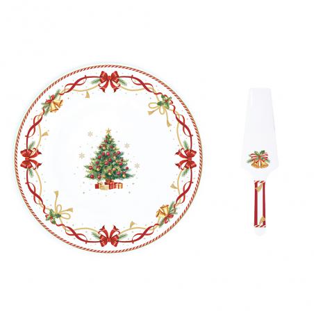 Easy Life Christmas Tale Talerz na ciasto świąteczny 32cm z łopatką