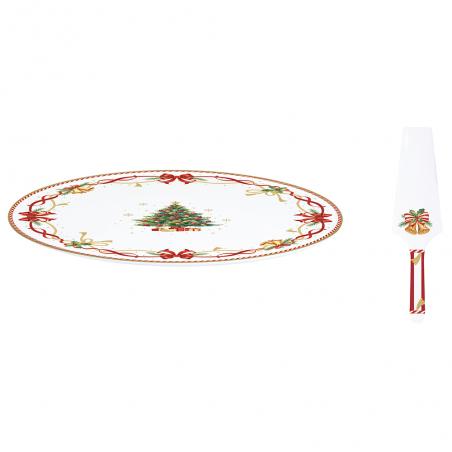 Easy Life Christmas Tale Talerz na ciasto świąteczny 32cm z łopatką