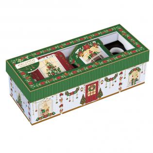 Easy Life Festive Avenue Zestaw 2 kubków 300ml Świąteczne Domki czerwone i zielone