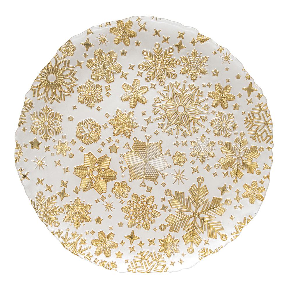 Easy Life Talerz szklany świąteczny Gwiazdki złoty 33cm