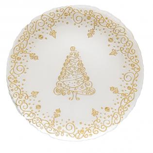 Easy Life Talerz szklany świąteczny Choinka złota 33cm