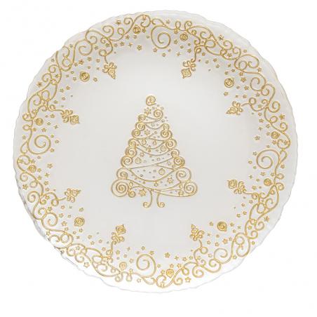 Easy Life Talerz szklany świąteczny Choinka złota 33cm