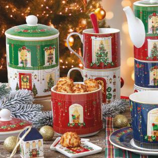 Easy Life Festive Avenue Pojemnik z pokrywką 18cm Domki świąteczne