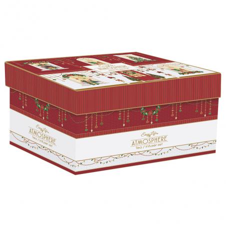 Easy Life Festive Avenue Zestaw prezentowy Czajnik z zaparzaczem 600ml i 2 czarki 160ml Domki świąteczne