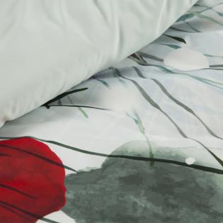 Pościel świąteczna Eurofirany Robin zielone gałązki sosny i czerwone jagody