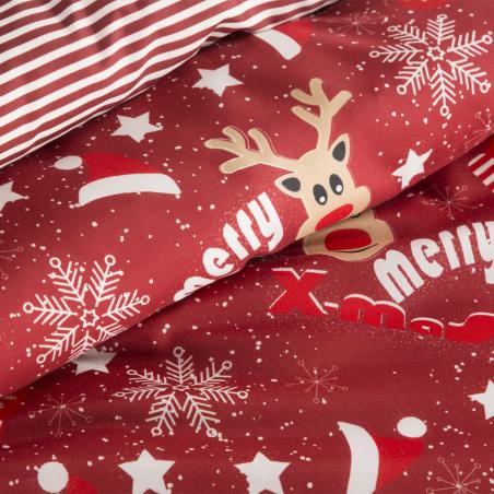 Pościel świąteczna Eurofirany Bergen mikrowłókno renifery czerwona