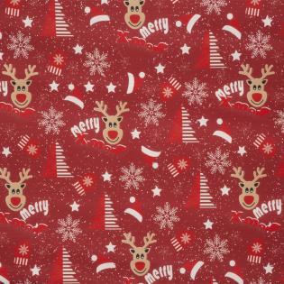 Pościel świąteczna Eurofirany Bergen mikrowłókno renifery czerwona