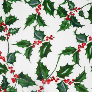 Pościel świąteczna Eurofirany Tori mikrowłókno zielone gałązki z czerwonymi jagodami
