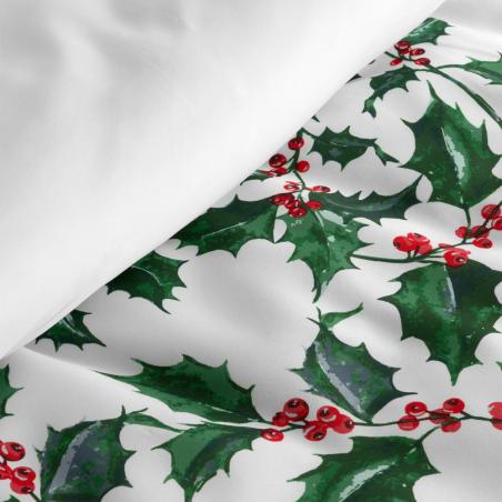 Pościel świąteczna Eurofirany Tori mikrowłókno zielone gałązki z czerwonymi jagodami