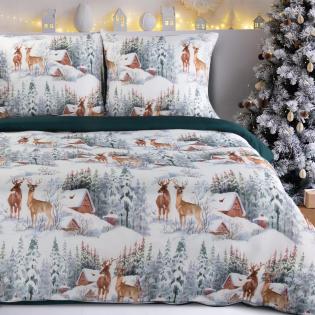 Pościel świąteczna Eurofirany Fairyland mikrowłókno jelenie domki