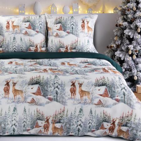 Pościel świąteczna Eurofirany Fairyland mikrowłókno jelenie domki