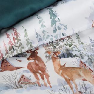 Pościel świąteczna Eurofirany Fairyland mikrowłókno jelenie domki