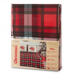 Pościel świąteczna Eurofirany Bliss bawełna renforce gwiazda betlejemska krata czerwona