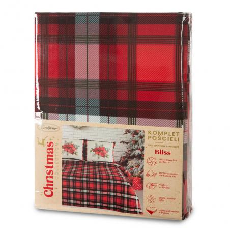 Pościel świąteczna Eurofirany Bliss bawełna renforce gwiazda betlejemska krata czerwona