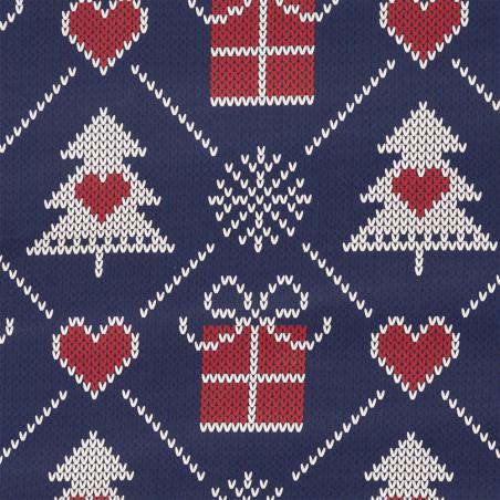 Pościel świąteczna Eurofirany Merry bawełna renforce choinki i prezenty granatowa