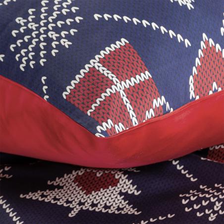 Pościel świąteczna Eurofirany Merry bawełna renforce choinki i prezenty granatowa