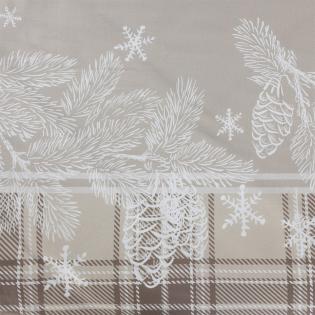 Pościel świąteczna Eurofirany Holly 02 satyna bawełniana szyszki krata beżowa