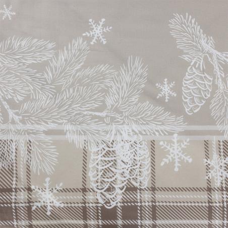 Pościel świąteczna Eurofirany Holly 02 satyna bawełniana szyszki krata beżowa