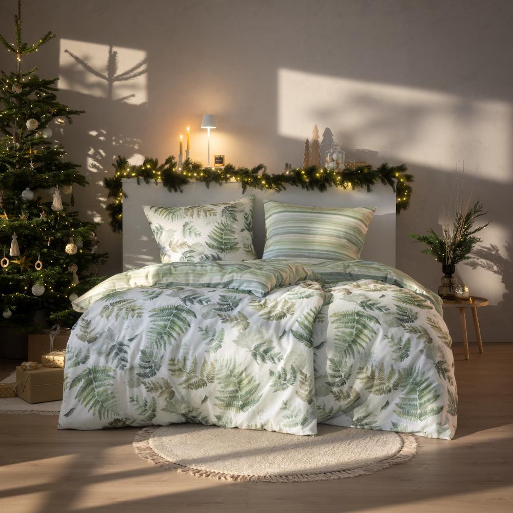 Pościel Estella Fern Leaves 4469/530 flanela zielone liście paproci