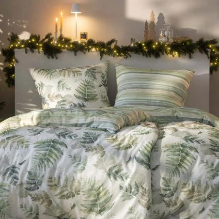 Pościel Estella Fern Leaves 4469/530 flanela zielone liście paproci