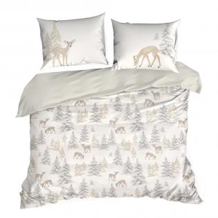 Pościel świąteczna Eurofirany Fawn bawełna sarenki beżowe