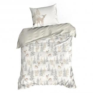 Pościel świąteczna Eurofirany Fawn bawełna sarenki beżowe