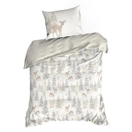 Pościel świąteczna Eurofirany Fawn bawełna sarenki beżowe