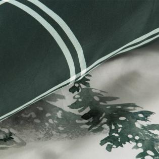 Pościel świąteczna Eurofirany Winter satyna bawełniana zielone choinki kratka