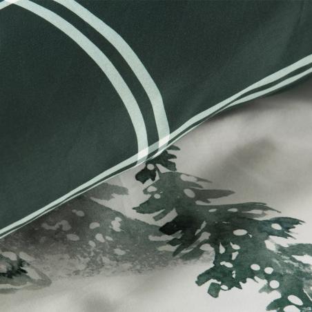 Pościel świąteczna Eurofirany Winter satyna bawełniana zielone choinki kratka