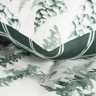 Pościel świąteczna Eurofirany Winter satyna bawełniana zielone choinki kratka