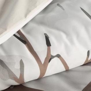 Pościel świąteczna Eurofirany Inverno satyna bawełniana las domek beżowy