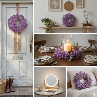 Wianek z gipsówki 25cm fioletowy