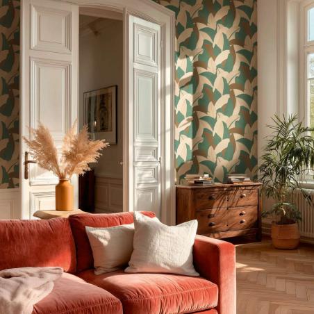 Tapeta ścienna AS Creation Vibes and Styles 79039-2 liście turkusowe beżowe brązowe