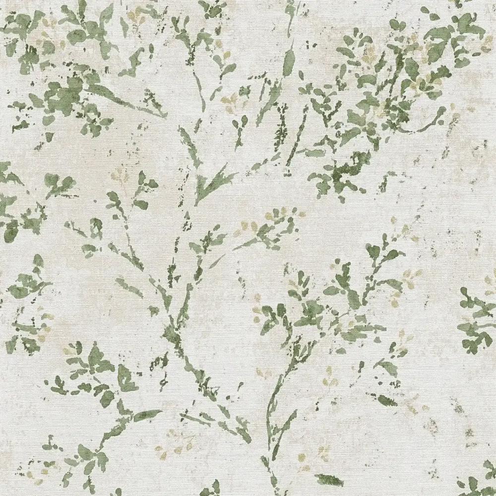 Tapeta ścienna AS Creation Stories of Life 39650-4 delikatne liście zielone kremowe