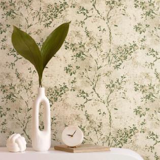 Tapeta ścienna AS Creation Stories of Life 39650-4 delikatne liście zielone kremowe