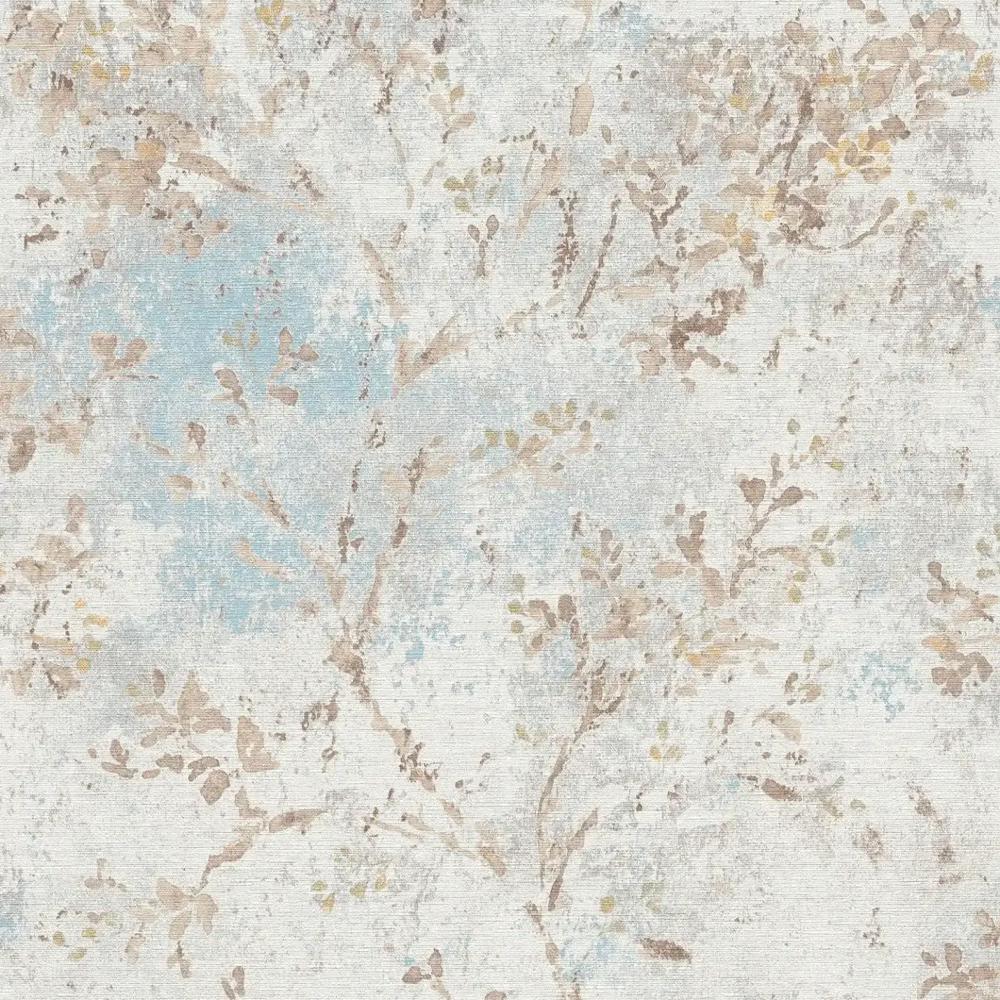 Tapeta ścienna AS Creation Stories of Life 39650-2 delikatne liście beżowe niebieskie i kremowe